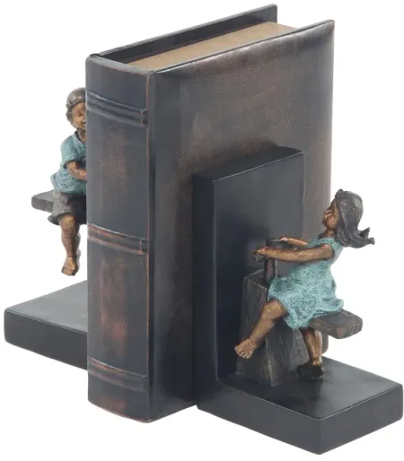 Ivy Collection People with Swing Bookends Set in Brown by UMA Enterprises