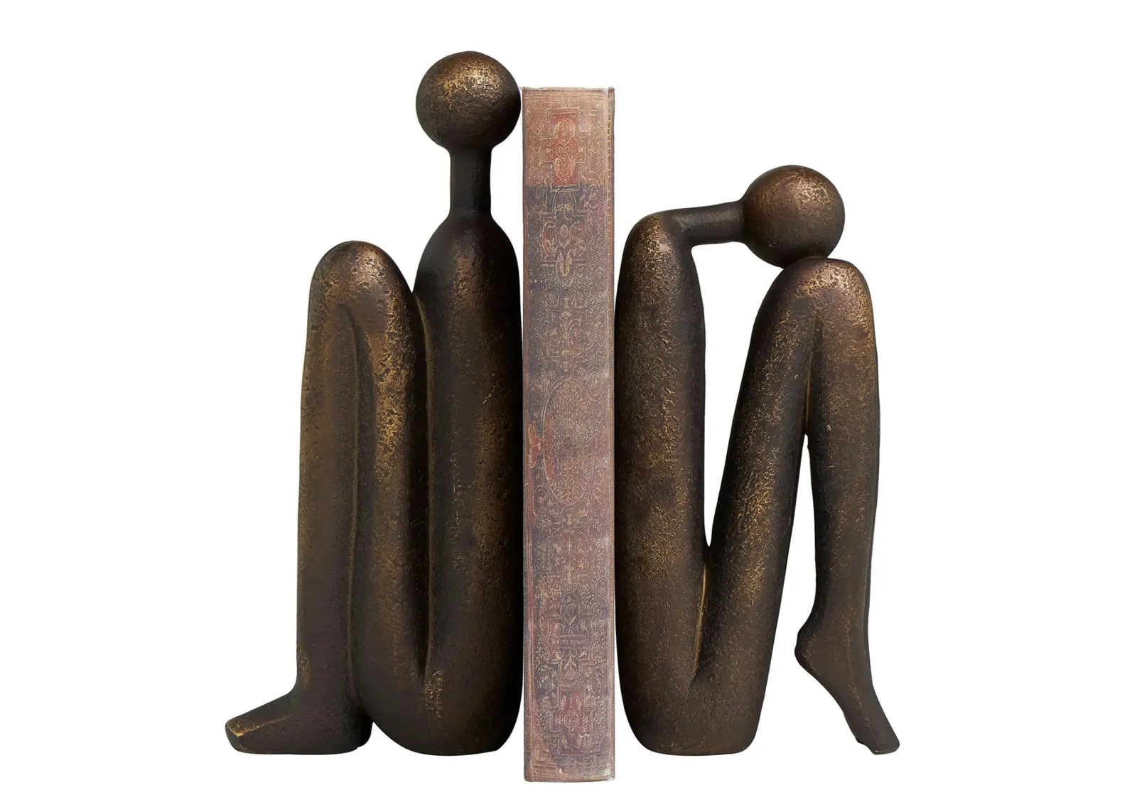 Ivy Collection People Tucked Bookends Set in Bronze by UMA Enterprises