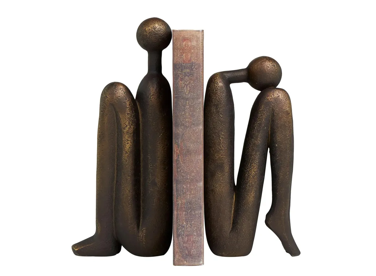 Ivy Collection People Tucked Bookends Set in Bronze by UMA Enterprises