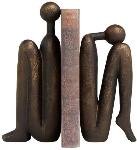 Ivy Collection People Tucked Bookends Set in Bronze by UMA Enterprises