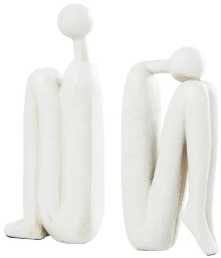 Ivy Collection People Tucked Bookends Set in White by UMA Enterprises