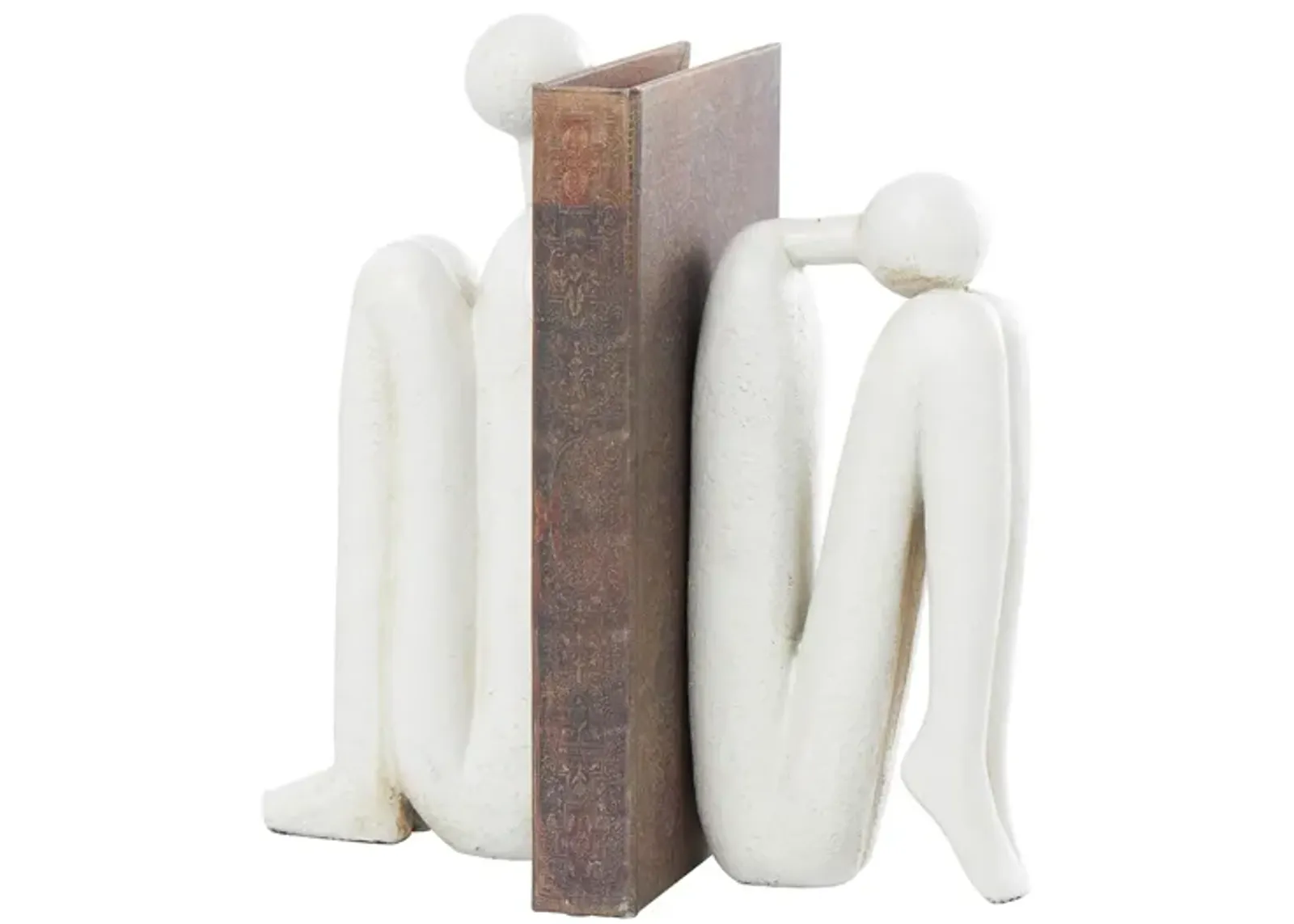 Ivy Collection People Tucked Bookends Set in White by UMA Enterprises