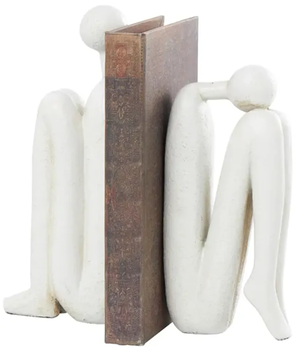 Ivy Collection People Tucked Bookends Set in White by UMA Enterprises