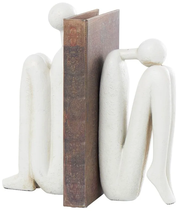 Ivy Collection People Tucked Bookends Set in White by UMA Enterprises