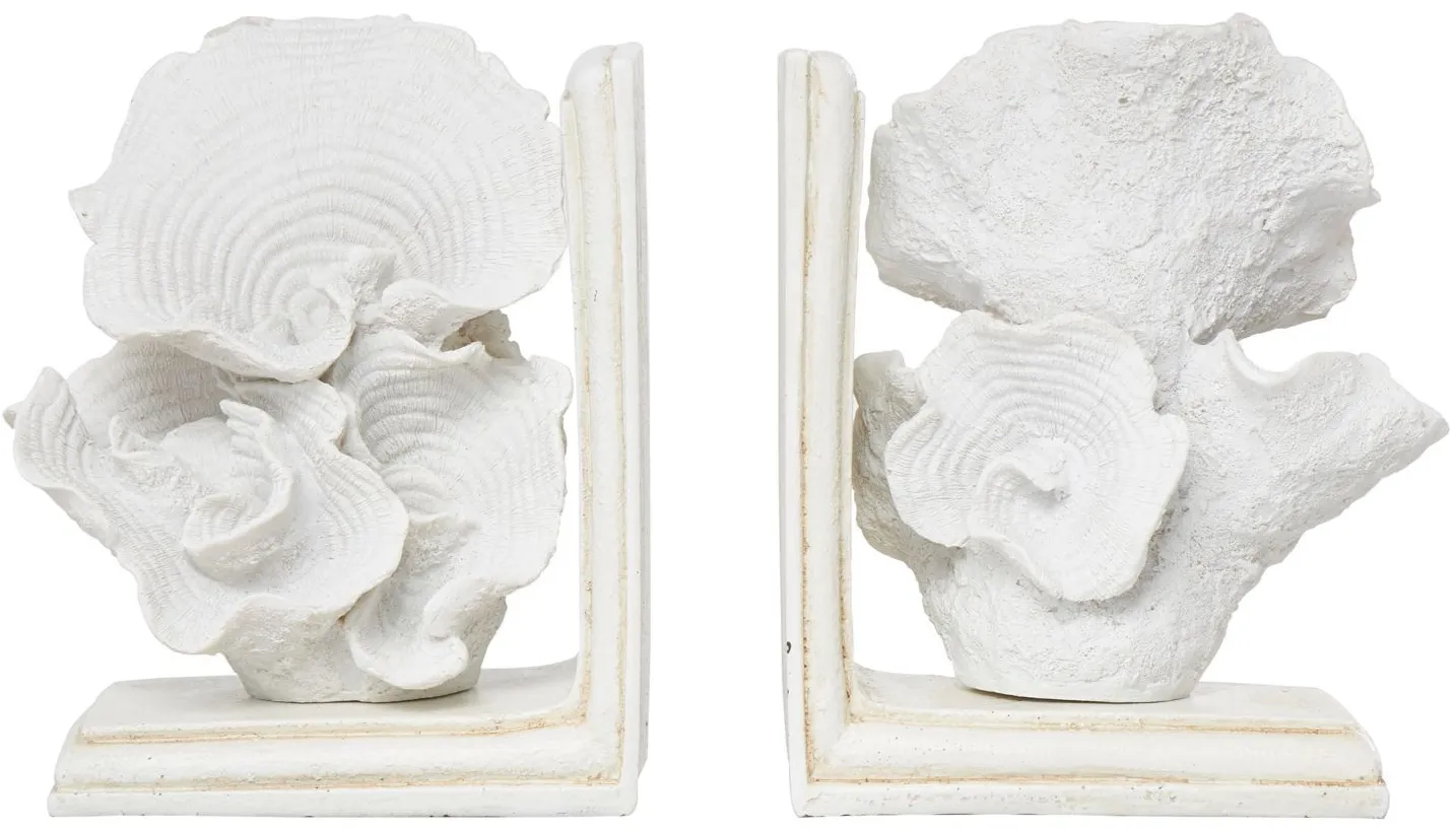 Ivy Collection Textured Coral Bookends Set in Cream by UMA Enterprises