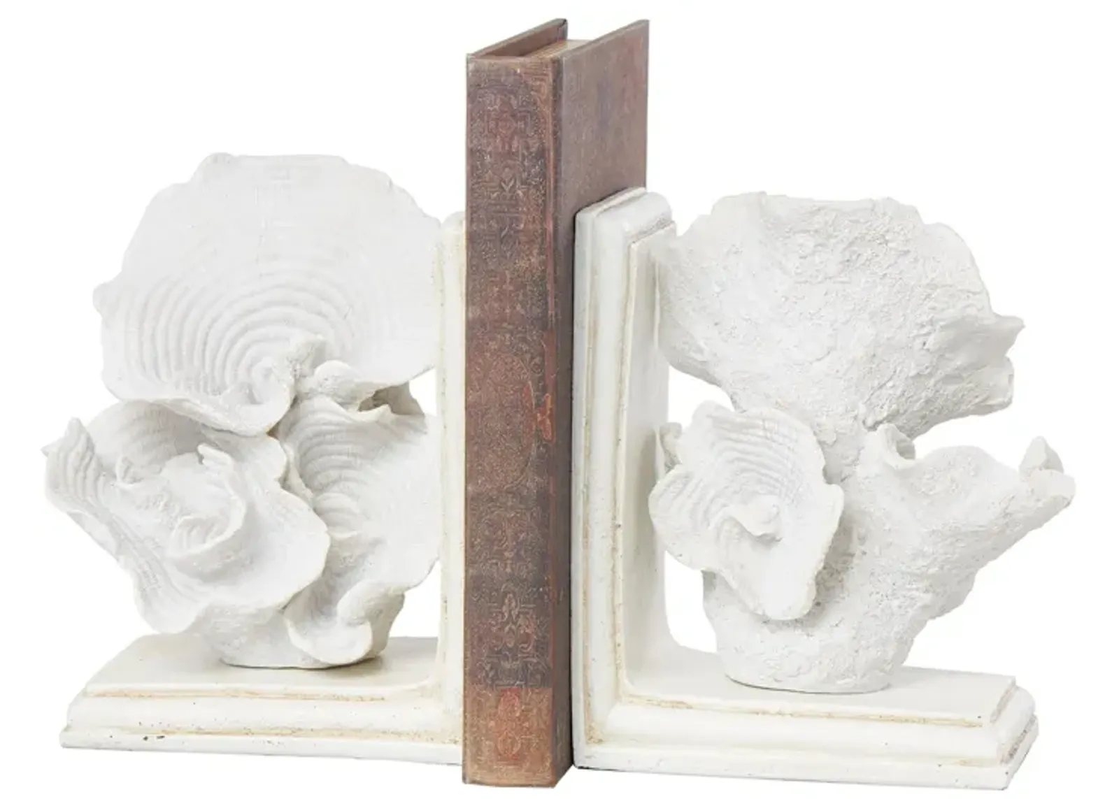 Ivy Collection Textured Coral Bookends Set in Cream by UMA Enterprises