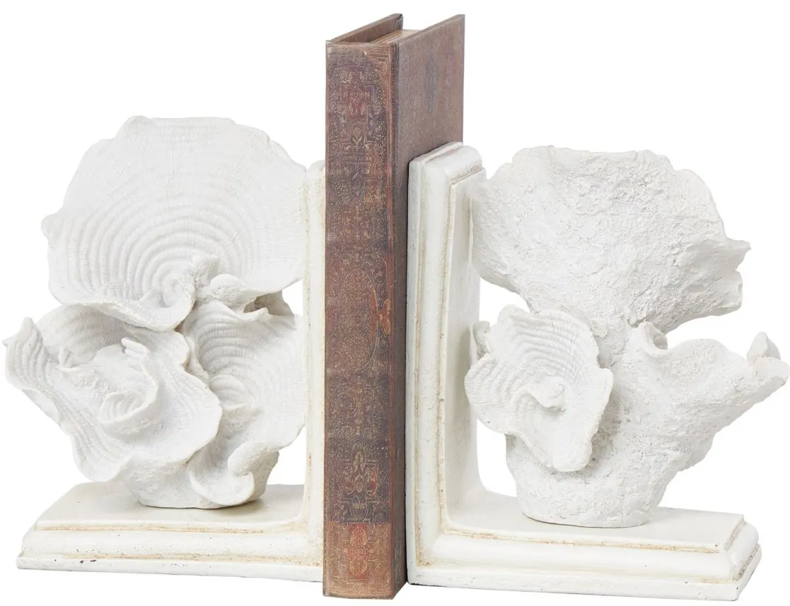 Ivy Collection Textured Coral Bookends Set in Cream by UMA Enterprises