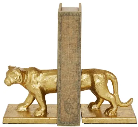 Ivy Collection Leopard Bookends Set in Gold by UMA Enterprises