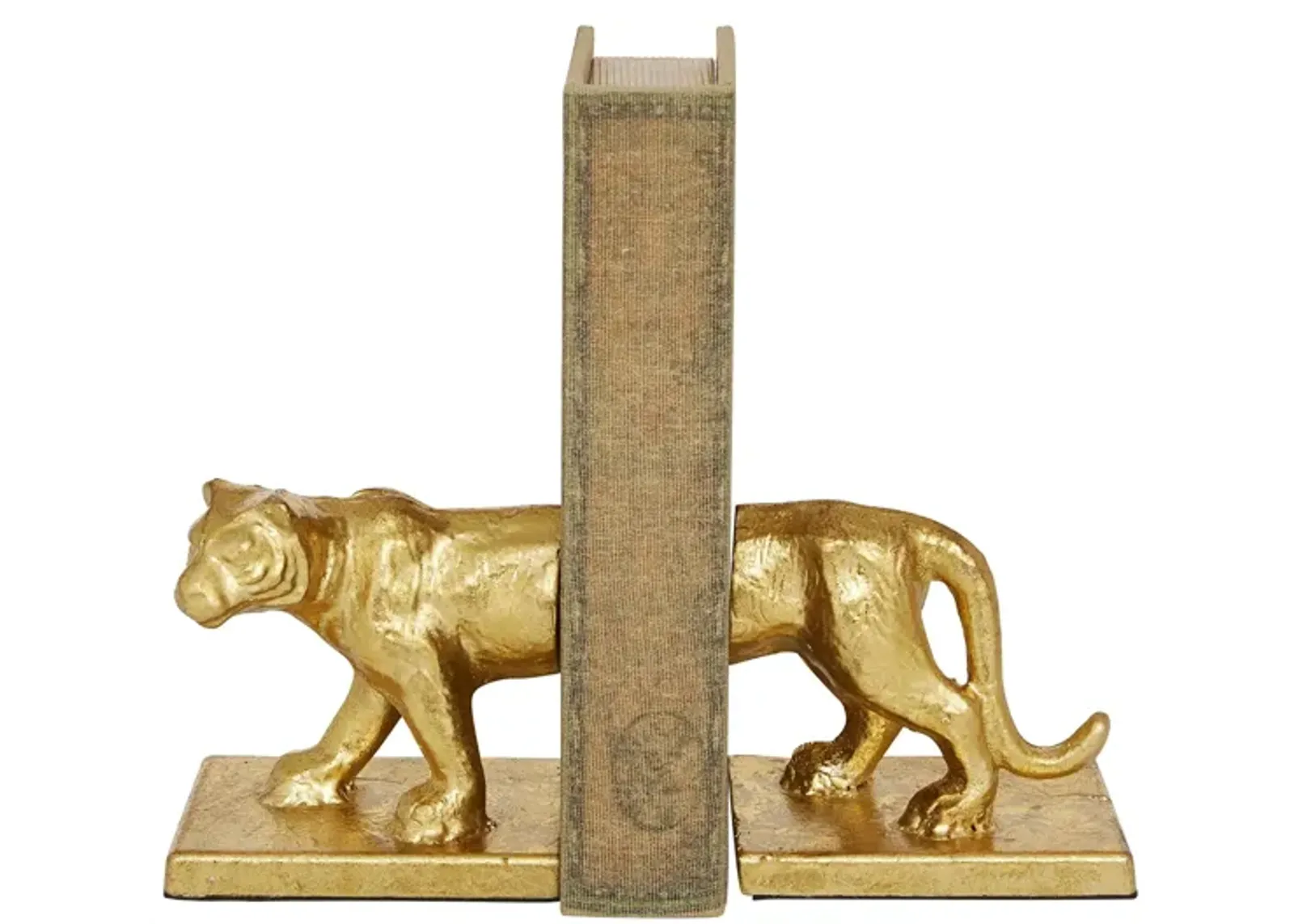 Ivy Collection Leopard Bookends Set in Gold by UMA Enterprises