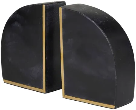 Ivy Collection Geometric Shaped Bookends Set in Black by UMA Enterprises