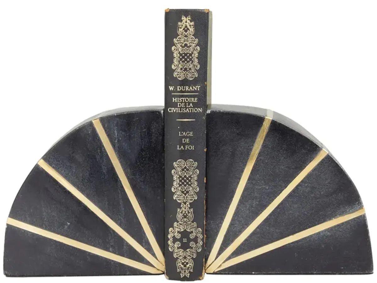 Ivy Collection Rounded Geometric Bookends With Accents Set