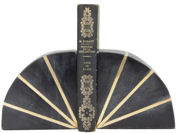 Ivy Collection Rounded Geometric Bookends With Accents Set