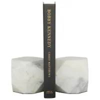 Ivy Collection Geometric Block Bookends Set in White by UMA Enterprises