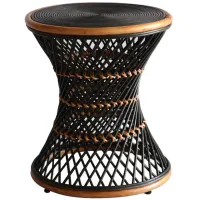 Kirby Rattan Round Stool in Black by New Pacific Direct