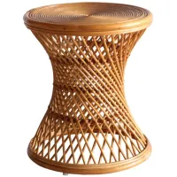 Kirby Rattan Round Stool in Canary Brown by New Pacific Direct
