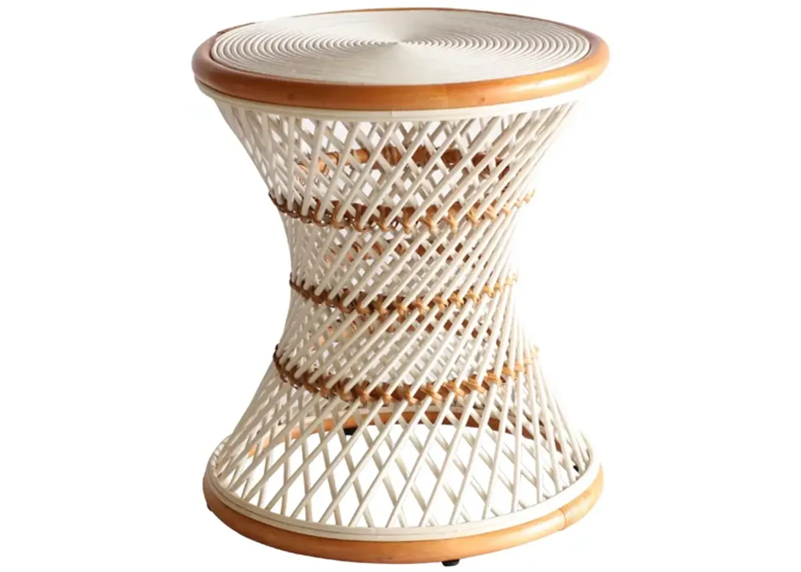 Kirby Rattan Round Stool in White by New Pacific Direct