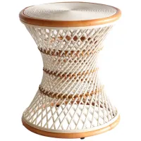 Kirby Rattan Round Stool in White by New Pacific Direct