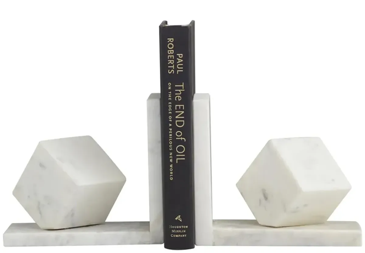 Ivy Collection Cube Orb Bookends Set in White by UMA Enterprises