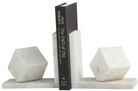 Ivy Collection Cube Orb Bookends Set in White by UMA Enterprises