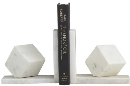 Ivy Collection Cube Orb Bookends Set in White by UMA Enterprises