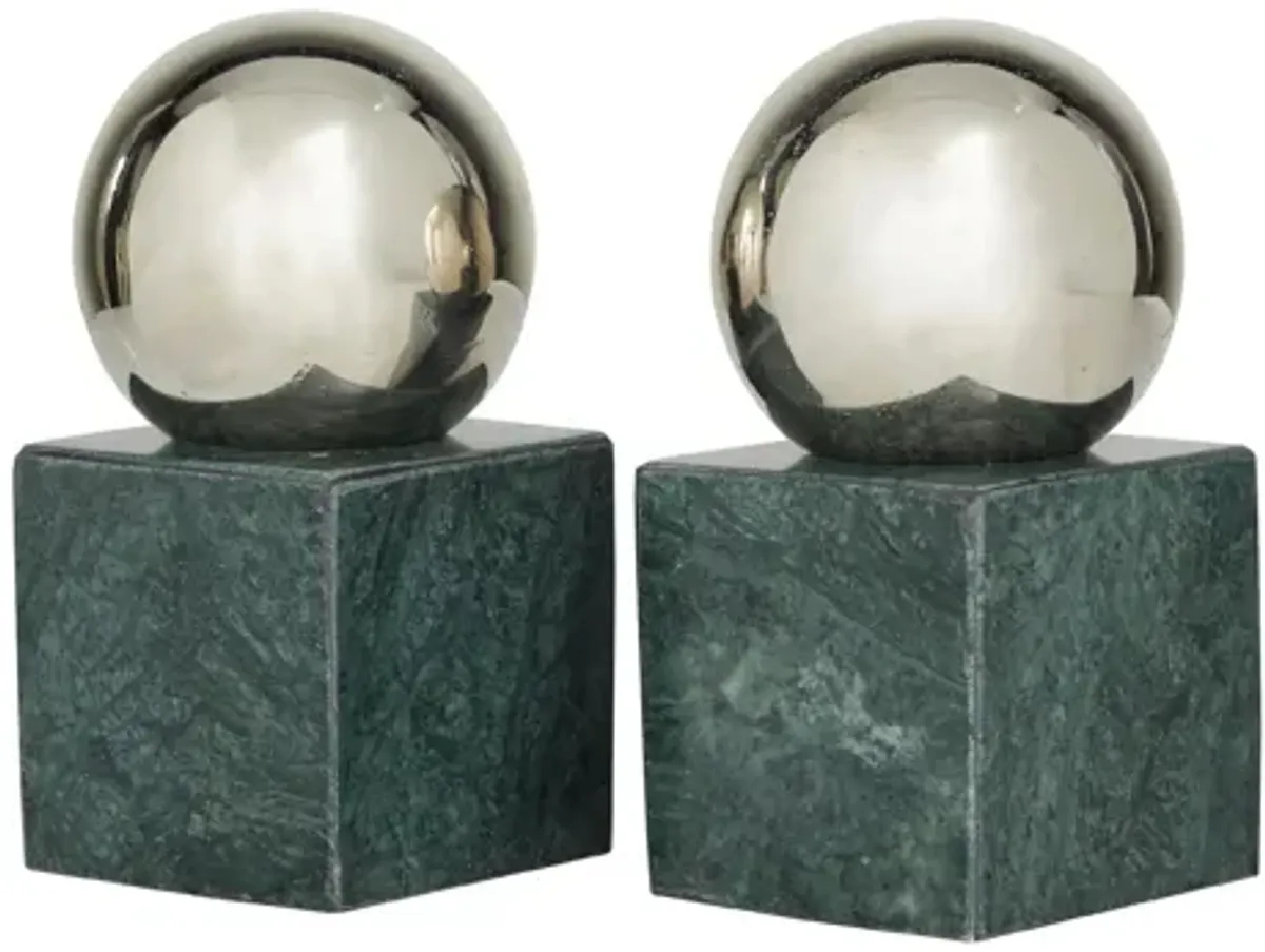 Ivy Collection Blocked Orb Bookends Set