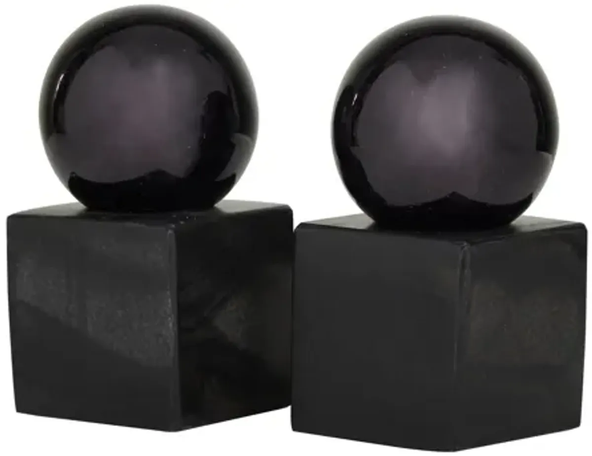 Ivy Collection Blocked Orb Bookends Set