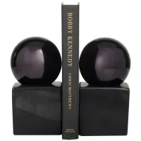 Ivy Collection Blocked Orb Bookends Set in Black by UMA Enterprises