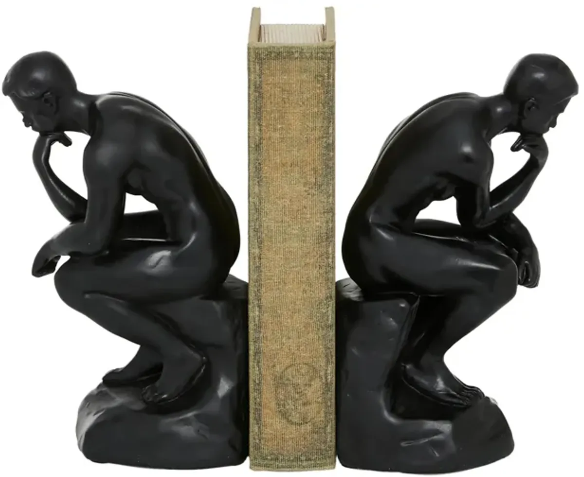 Ivy Collection The Thinker People Bookends Set in Black by UMA Enterprises