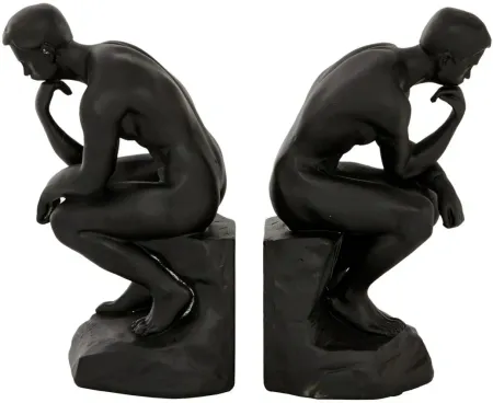 Ivy Collection The Thinker People Bookends Set in Black by UMA Enterprises