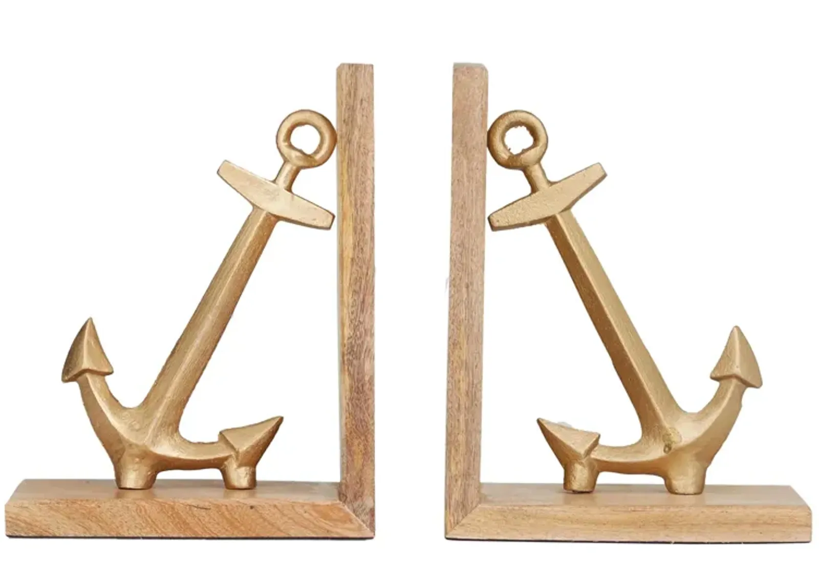 Ivy Collection Tilted Anchor Bookends Set in Gold by UMA Enterprises