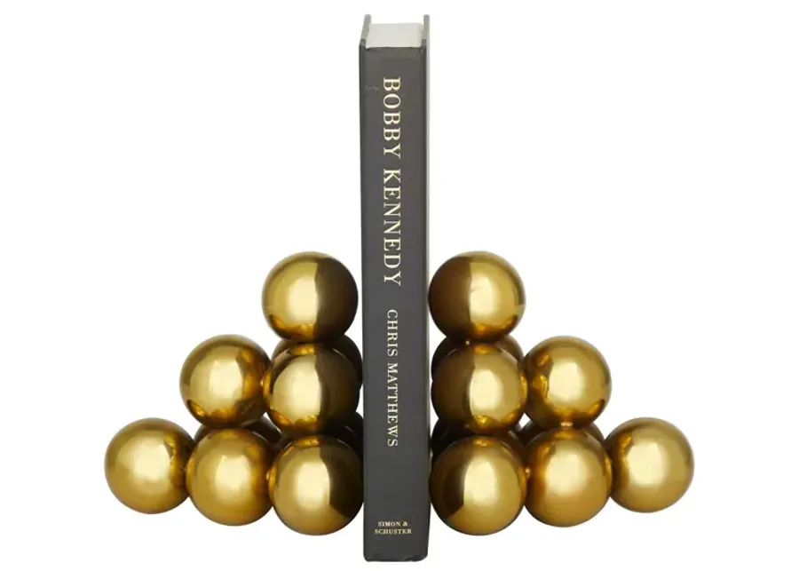 Ivy Collection Stacked Orb Bookends Set in Gold by UMA Enterprises