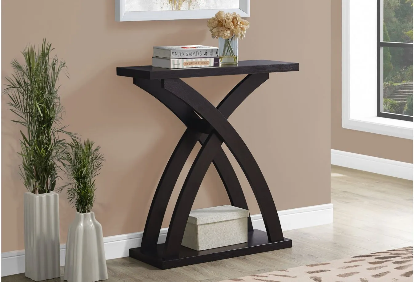 Monarch Specialties Curved Hall Console Table in Espresso by Monarch Specialties