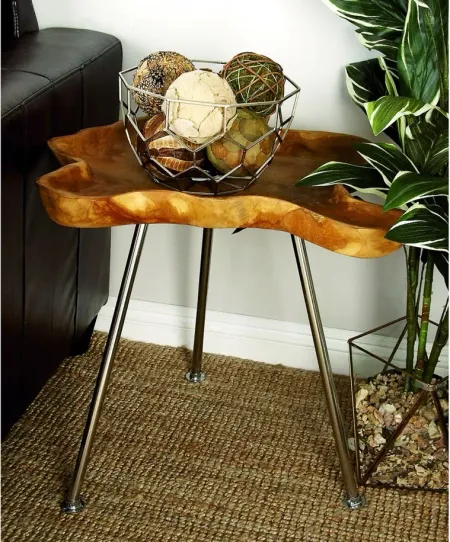 Ivy Collection Leaf Accent Table in Brown by UMA Enterprises