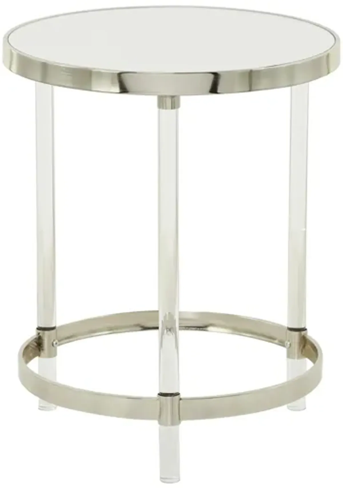 Ivy Collection Mirror Accent Table in Silver by UMA Enterprises