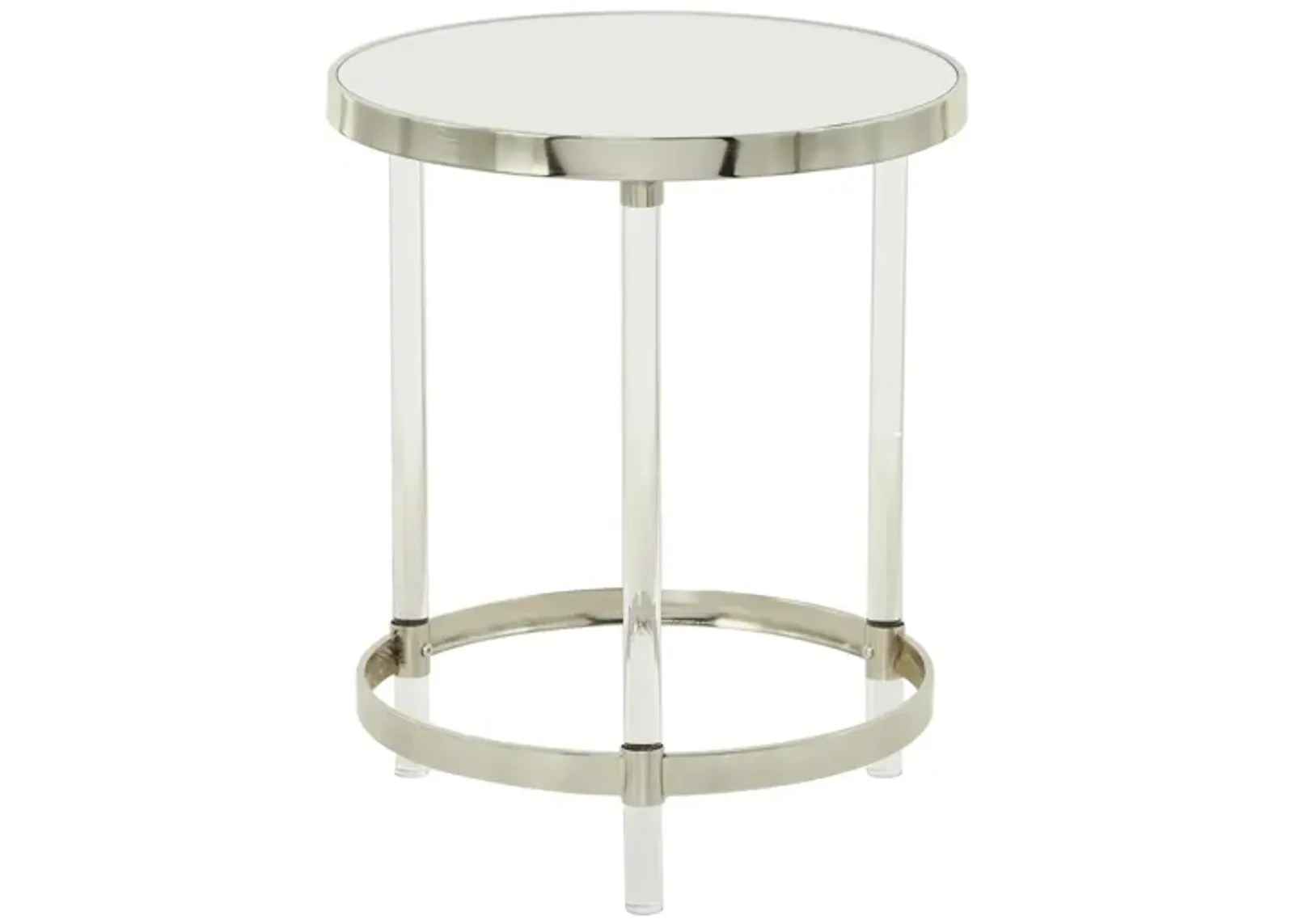 Ivy Collection Mirror Accent Table in Silver by UMA Enterprises