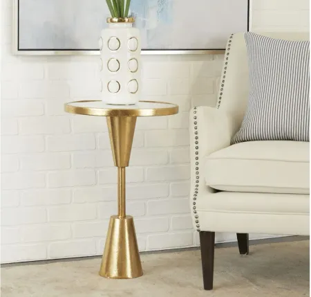 Ivy Collection Mirror Accent Table in Gold by UMA Enterprises