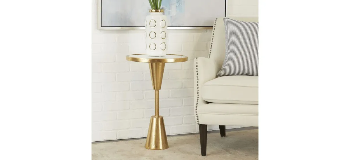 Ivy Collection Mirror Accent Table in Gold by UMA Enterprises