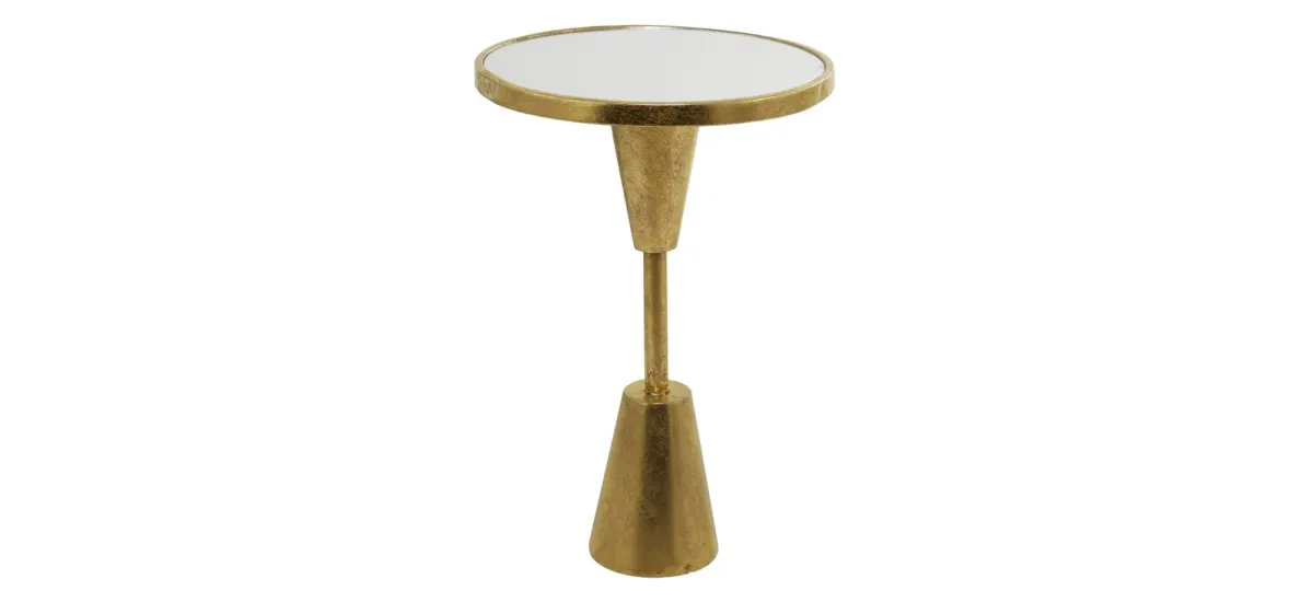 Ivy Collection Mirror Accent Table in Gold by UMA Enterprises