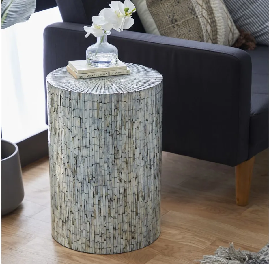 Ivy Collection Mosaic Accent Table in Light Blue by UMA Enterprises