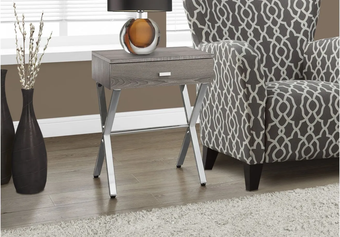 Monarch Specialties X Accent Table in Dark Taupe by Monarch Specialties