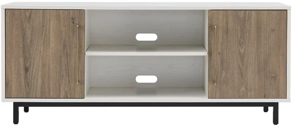 Beck TV Stand in White/Antiqued Gray Oak by Hudson & Canal