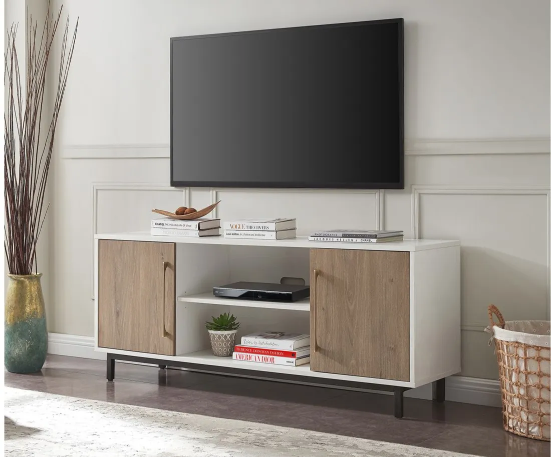 Beck TV Stand in White/Antiqued Gray Oak by Hudson & Canal