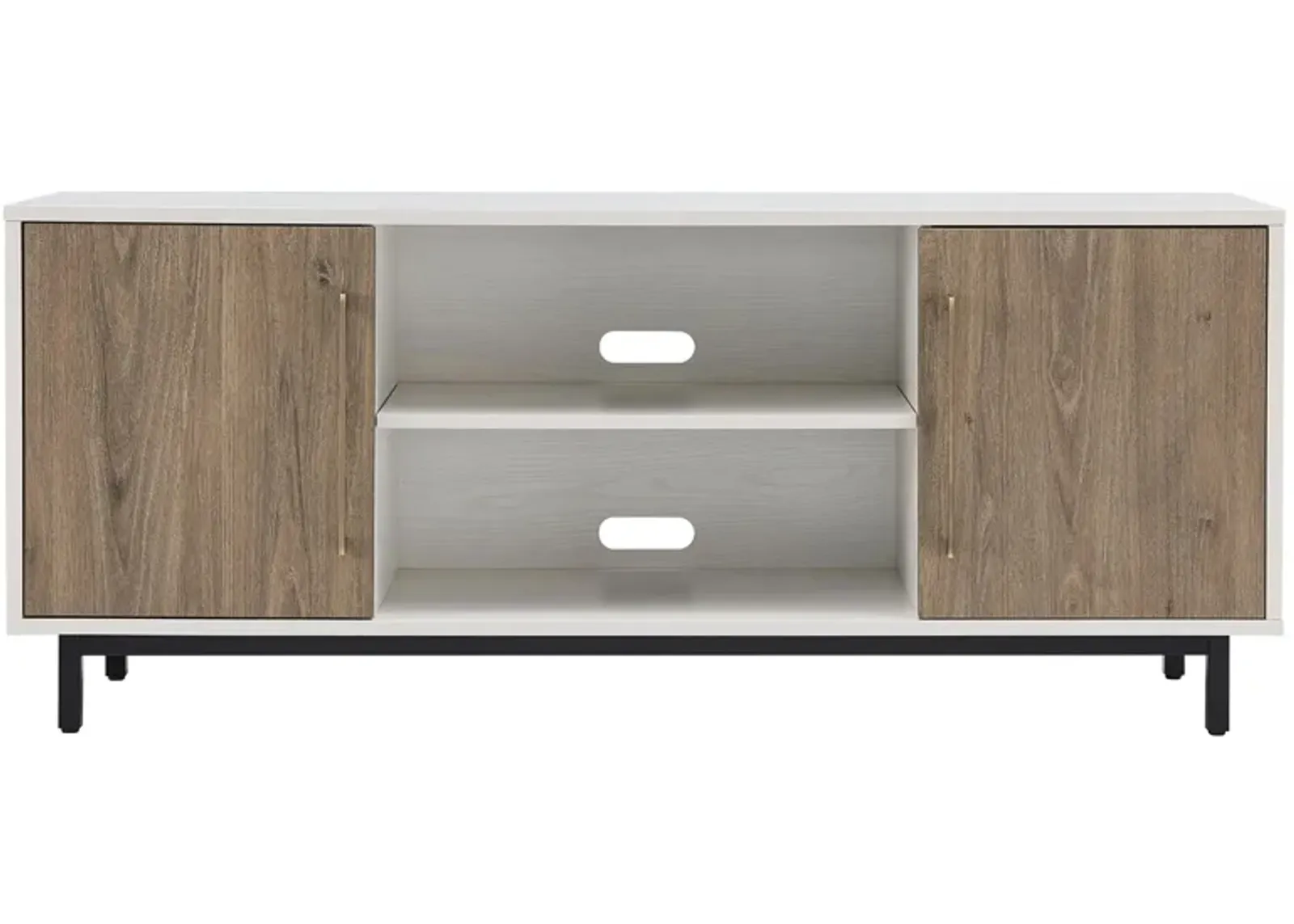 Beck TV Stand in White/Antiqued Gray Oak by Hudson & Canal