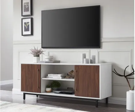 Beck TV Stand in White/Walnut by Hudson & Canal