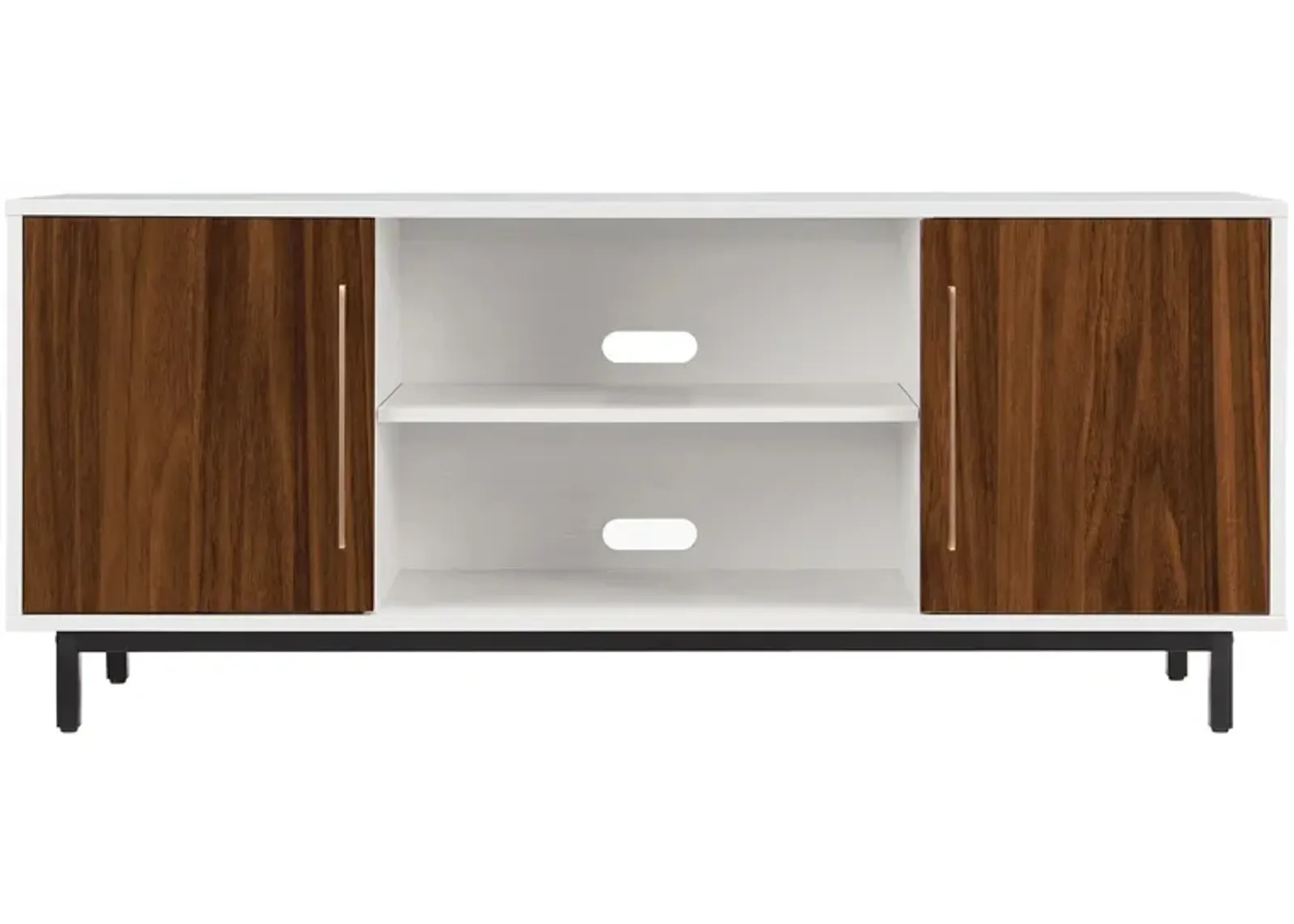 Beck TV Stand in White/Walnut by Hudson & Canal