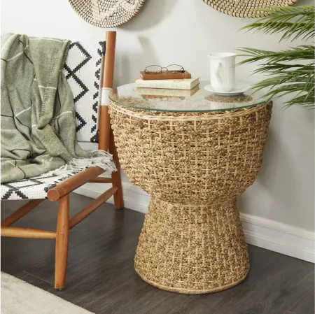Ivy Collection Hyacinth Accent Table in Brown by UMA Enterprises