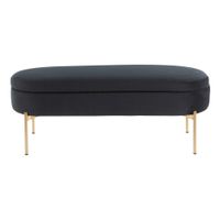 Chloe Storage Bench in Gold Metal, Black Velvet by Lumisource
