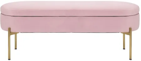 Chloe Storage Bench in Gold Steel, Blush Pink Velvet by Lumisource