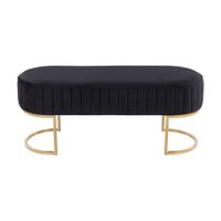 Demi Pleated Bench in Gold Steel, Black Velvet by Lumisource