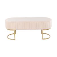 Demi Pleated Bench in Gold Steel, Cream Velvet by Lumisource